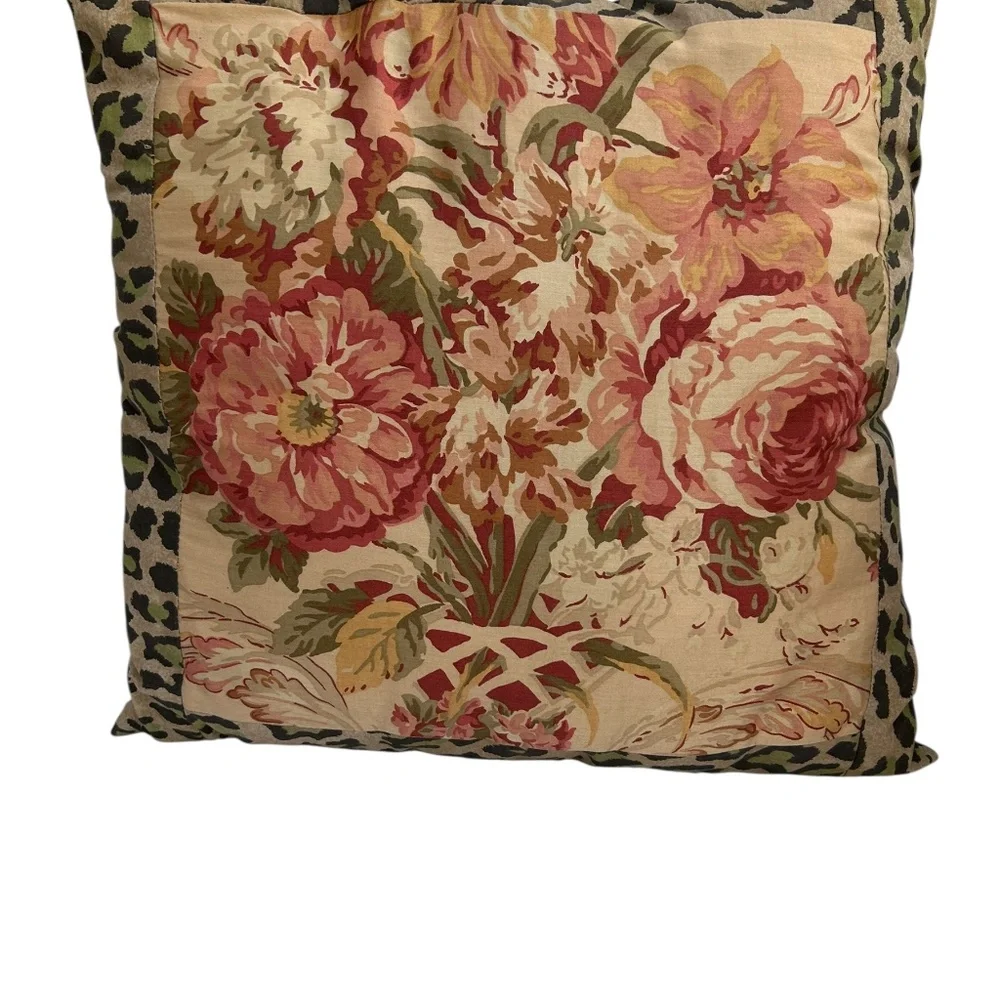 Ralph Lauren Vintage Guinevere Floral Venetian Leopard fabric  throw pillow